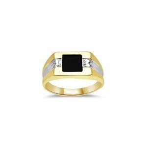  2 DIA MENS 7mm SQUARE ONYX RING 7.0 Jewelry