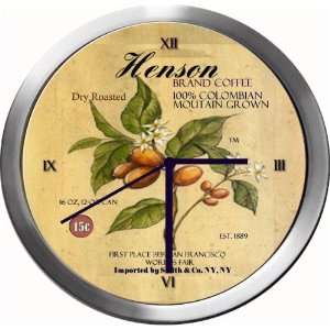  HENSON 14 Inch Coffee Metal Clock Quartz Movement Kitchen 