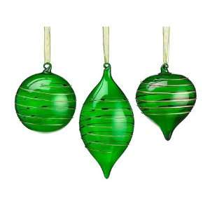   Ornament (1 Ea. of 3 Styles) Green Gold (Pack of 2)