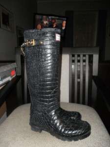 Jimmy Choo for Hunter Croc Rubber Rain Boots Black 6 US  