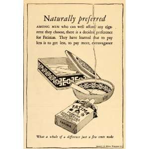   Vintage Ad Fatima Turkish Blend Cigarette Box Pack   Original Print Ad