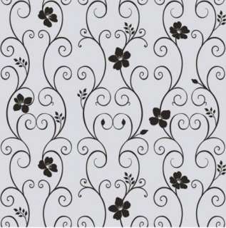   25 Privacy Decorative Frosted Glass Window Film Black Flowers  