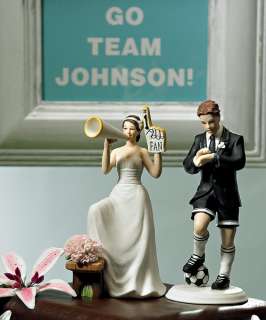   OR Hockey Player Groom AND Cheering Bride Wedding Cake Top Topper