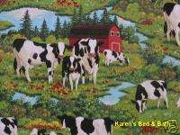 Country Farm Cows Farmer Red Barn Curtain Valance NEW  