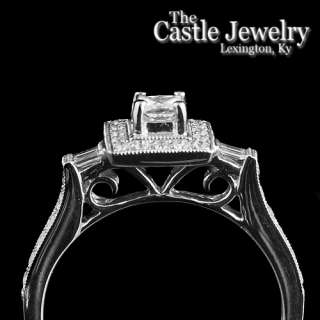   Cut Diamond Halo Engagement Ring Set Pave Diamond Wedding Band  
