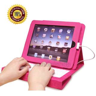 Pink iPad Leather Case with Built in Keyboard Built in 2 storage 