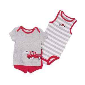 Carters Firehouse Tanktop Bodysuit / T Shirt / Shorts Outfit (Sizes 