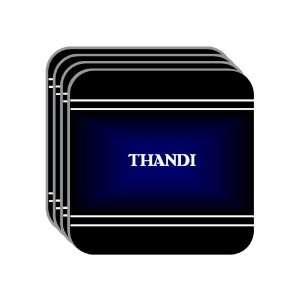 Personal Name Gift   THANDI Set of 4 Mini Mousepad Coasters (black 