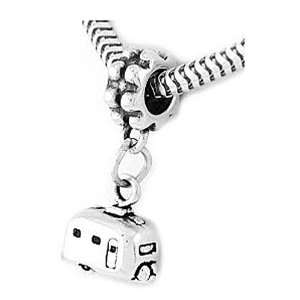    Silver RV Camper Vacation Trailer Dangle Bead Charm Jewelry