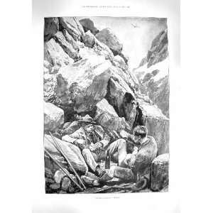  1895 TYROLESE POACHERS HIDING MOUNTAINS HUNTING BIRDS 