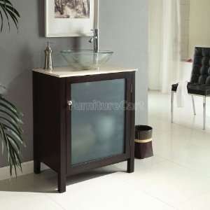   Furniture Dark Cherry Sink w/ White Marble Top 90008