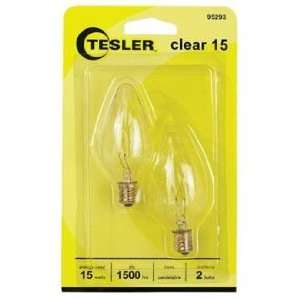  Tesler 15 Watt 2 Pack Candelabra Clear Light Bulbs