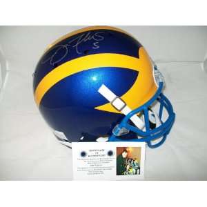  Joe Flacco Mini Helmet   Delaware Blue Hens   Autographed NFL 
