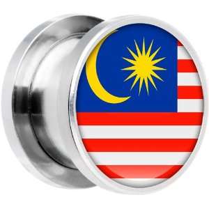  14mm Stainless Steel Malaysia Flag Saddle Plug Jewelry