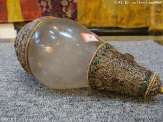 Tibet Nepal made crystal Silver inlay ruby beryl Conch  