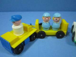 SIXTEEN FISHER PRICE AIRPORT CARS & LITTLE PEOPLE POLICE CAR, CHAIR 