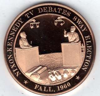 1960 Kennedy Nixon Debates on TV Franklin Mint U.S.History Bronze 