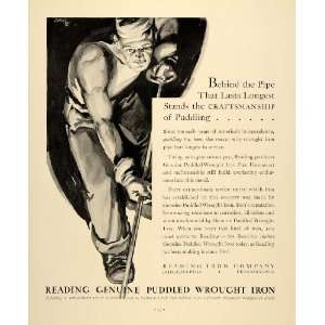  1934 Ad Reading Puddled Wrought Iron Piping Men Working 