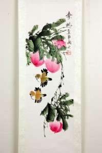 SCROLL WALL ART BIRD & FRUIT Asian Home Decor Feng Shui  