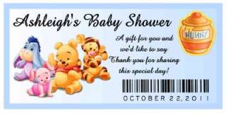   THE POOH BABY SHOWER FAVORS WATER BOTTLE LABELS ~ Glossy ~ Waterproof