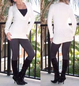 Victorias Secret Moda Boucle Deep Plunge V Neck Tunic Sweater S 4 6 