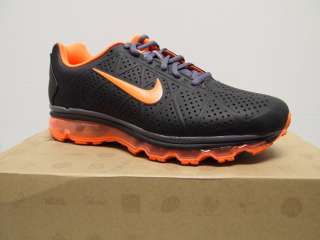   Nike Air Max+ 2011 Leather Running Shoes Black/Total Orange Dark Grey