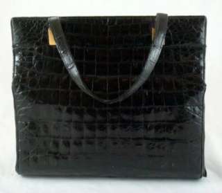   Alligator Crocodile Black Handbag Purse Caiman Lopez Bag  