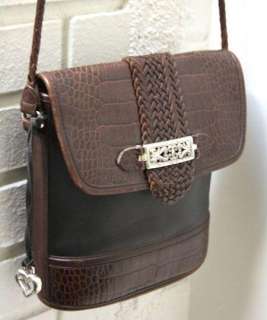   Leather Shoulder Hand Bag Purse Black Brown Croco Crossbody Messenger