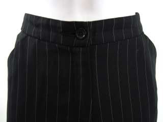 DESIGNER Black Pinstripe Straight Leg Pants Slacks 32  