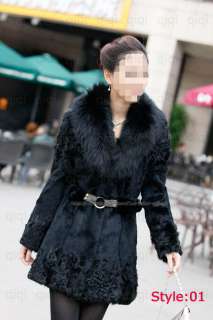 Vintage Real Rabbit Coon Fur Coat jacket sheared black  