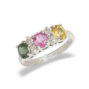   & Multicolor Ring in 14K White Gold(TCW 1.56), Size 6.25 Jewelry