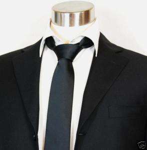New Solid Black Mens Skinny Necktie, 3 wide + Q7  