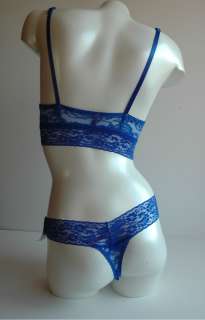 NWT 2PC Blue Sexy Lace BRA & THONG SET Size 34 B & C 628586670358 
