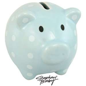  Baby Blue Polkadot Ceramic Piggy Bank   Small Toys 