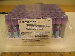 100 Pack vacutainer K2 EDTA blood collection tubes exp 06, ref 367856 