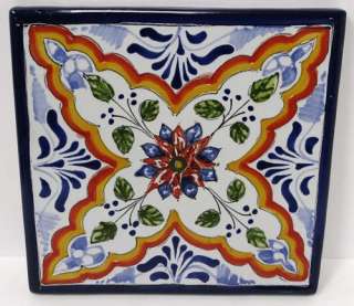 Hand Painted Ceramic Tile Trivet Talavera Majolica A  