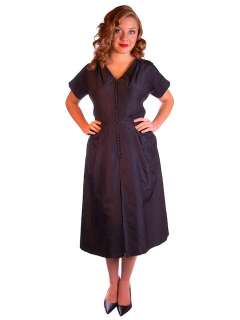Vintage Black Silk Cocktail Dress Full Skirt Mary Sachs 1950S 38 30 
