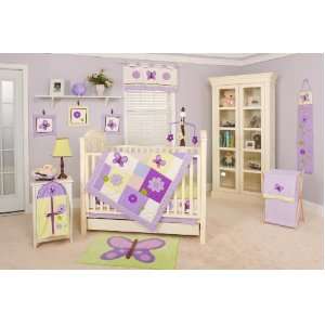   Grace Creations 10 Piece Crib Bedding Set, Lavender Butterfly Baby