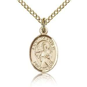  Gold Filled 1/2in St Matthew Charm & 18in Chain Jewelry