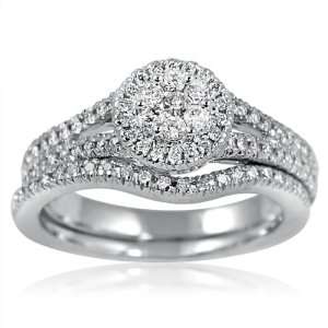 14K White Gold Diamond Bridal Engagement Wedding Ring Set (1/2cttw G/H 