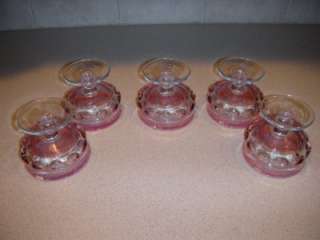 LOT OF 5 VINTAGE KINGS CROWN RUBY STAINED SHERBET GLASS  