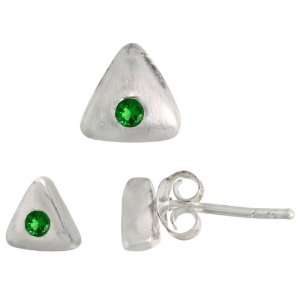  Sterling Silver Matte finish Triangular Earrings (6mm tall 