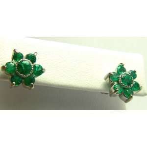    Perfection Colombian Emerald Floral Earrings 