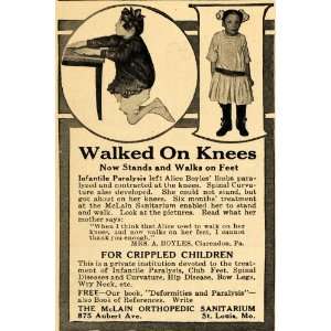  1917 Ad McLain Orthopedic Sanitarium Paralysis Child 