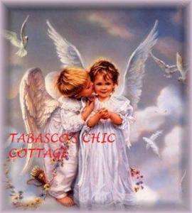 ANGELS BOY KISSING GIRL ANGEL 5X7 FABRIC BLOCK  
