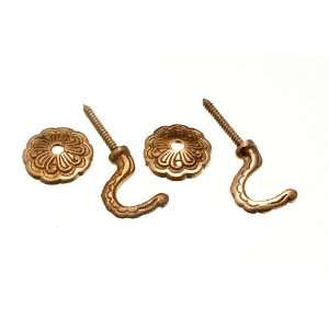  CURTAIN TIE HOLD BACK HOOKS ROSETTE AND PLATE SOLID BRASS 