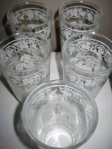   Atlas White Grape Vine Swanky Swig Tumbler Glasses 1950s EUC++  