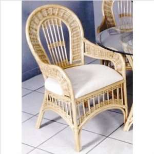  St. Lucia Indoor Rattan Arm Chair in Natural Finish Fabric 