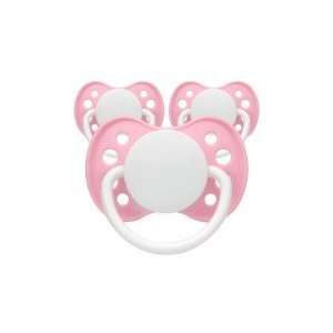  3 Symmetric Silicone Personalized Pacifiers Pink Baby