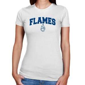  NCAA UIC Flames Ladies White Logo Arch Slim Fit T shirt 